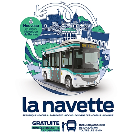 poster for The free shuttle in Rennes city centre connected via 5G