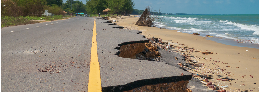 Damaged coastal road